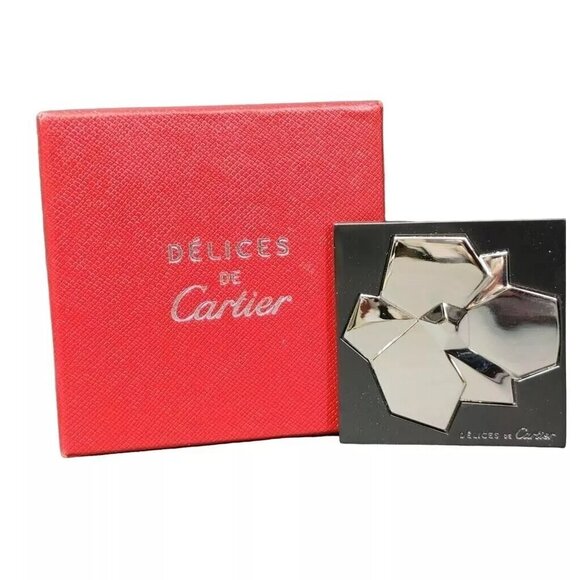 Cartier Délices de Cartier Rare Collectible Vintage Pocket Mirror Laser Engraved - Picture 1 of 8